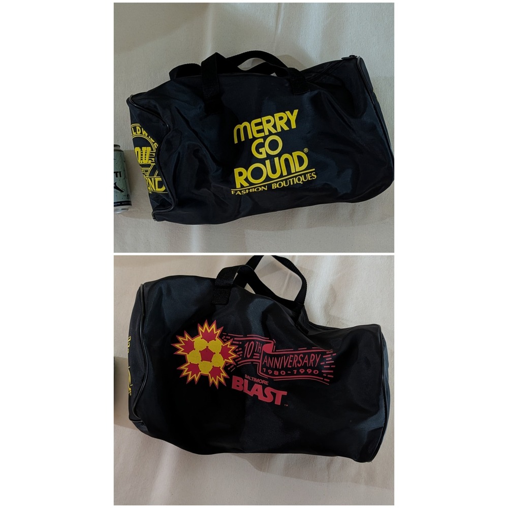 1989 Merry Go Round Baltimore Blast 10th Anniversary Duffel Gym Bag 16 x 9 In